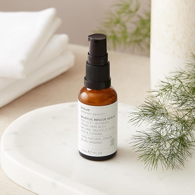 Evolve Organic Beauty - Natural Salicylic Rescue Serum | Small-Batch, Vegan Clean Beauty (1 fl oz | 30 mL) Packaging May Vary