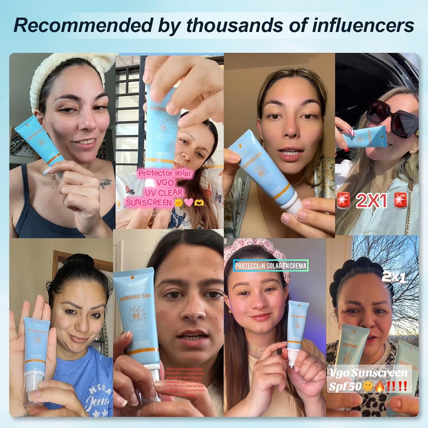 VGO Mineral Sunscreen for Face, Reef Safe Sunscreen, Oil-Free Face Moisturizer with SPF 50, Broad-Spectrum UVA/UVB Protection, Lightweight, Non-Comedogenic, Travel Size (2 pack)