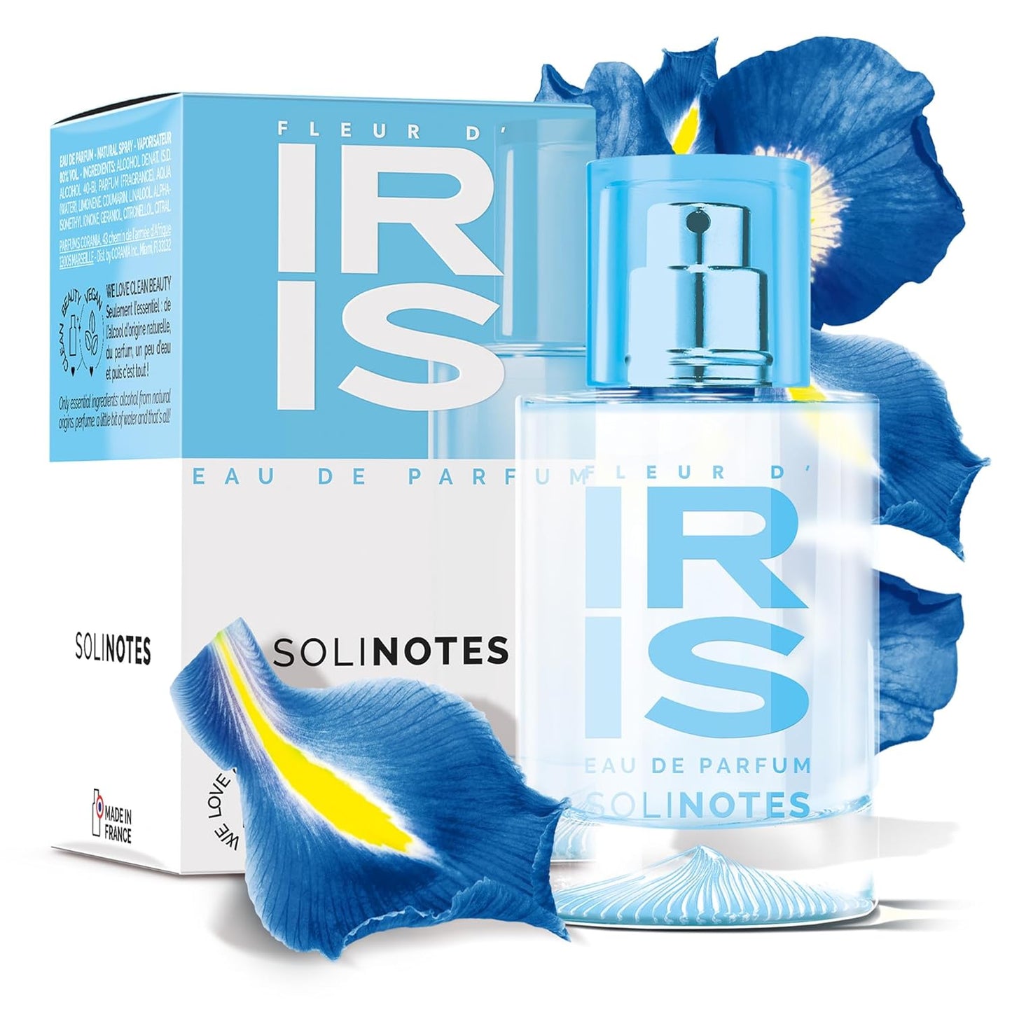 Solinotes Iris Blossom Perfume for Women & Men, 1.7 Fl Oz/ 50 ML Eau De Parfum, Delicate Floral and Soothing Scent with Premium Ingredients - Clean Perfume, Cruelty Free, Vegan, Made in France