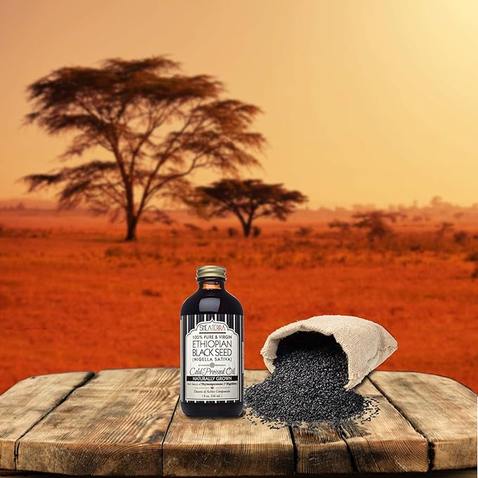 Shea Terra Ethiopian Black Seed Cold-Pressed Extra Virgin Oil | All Natural & Oil to Boost Immune System, Improve Hair Growth & Skin Tone, Manage Chronic Dry Skin, Eczema & More - 8 oz