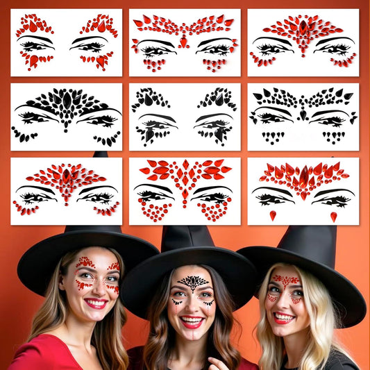 Face Gems Adhesive Glitter Jewel Tattoo Sticker Festival Gems Rave Party Body Make Up (9 PCS Z9ZAKRED-A)