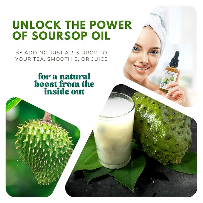 Virgin Soursop Oil (Anona Muricata / Graviola / Guanabana) – 100% Pure, Organic, Cold-Pressed, Unrefined – 2oz / 60ml – Natural Facial Oil & Moisturizer for Dry, Damaged, or Sensitive Skin
