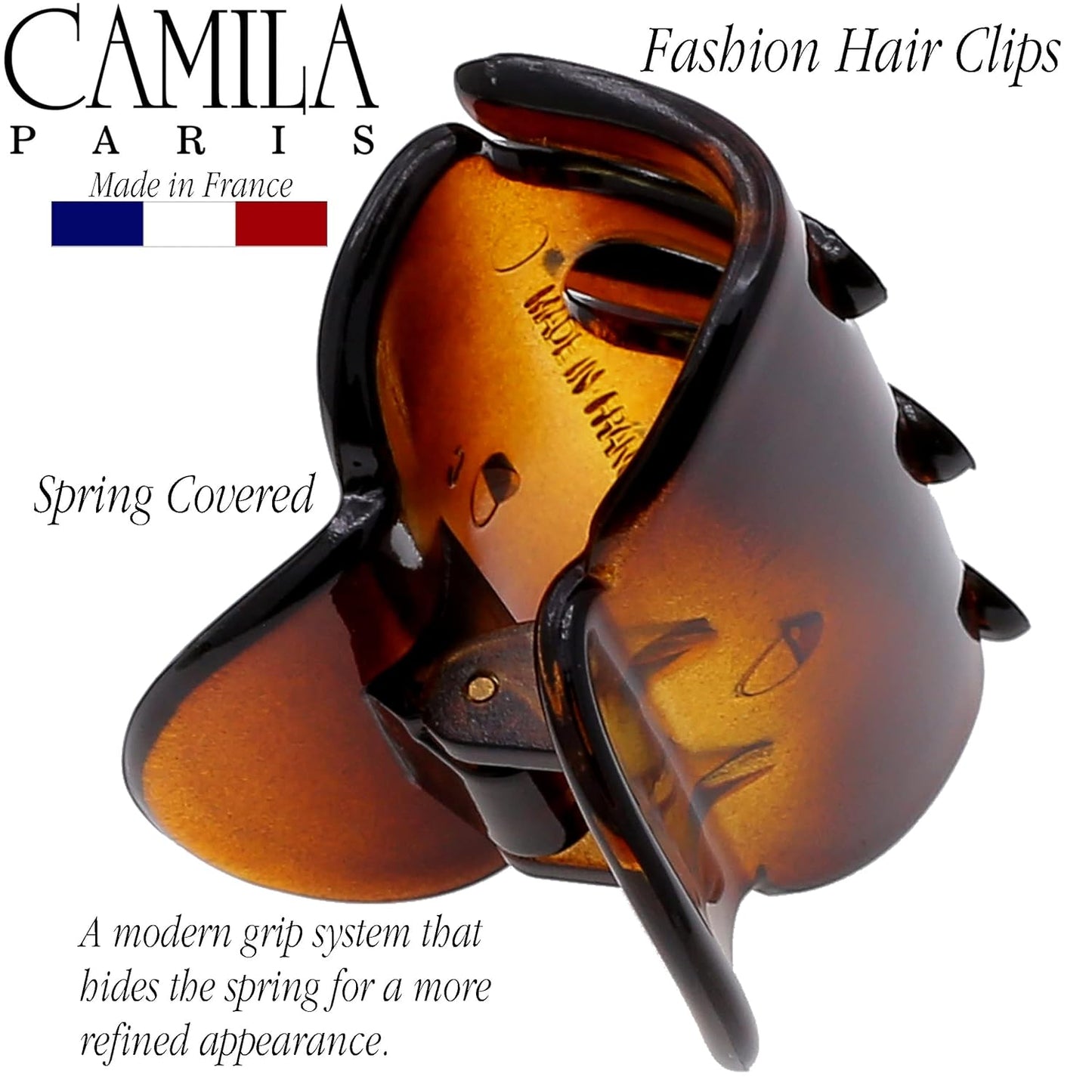 Camila Paris CP3292 French Hair Clip for Women, Small Tortoise Shell 3 Prong Girls Hair Claw Clips Fashion Durable Hair Accessories for Women, Ladies Strong Hold No Slip Grip Clamp, Made in France