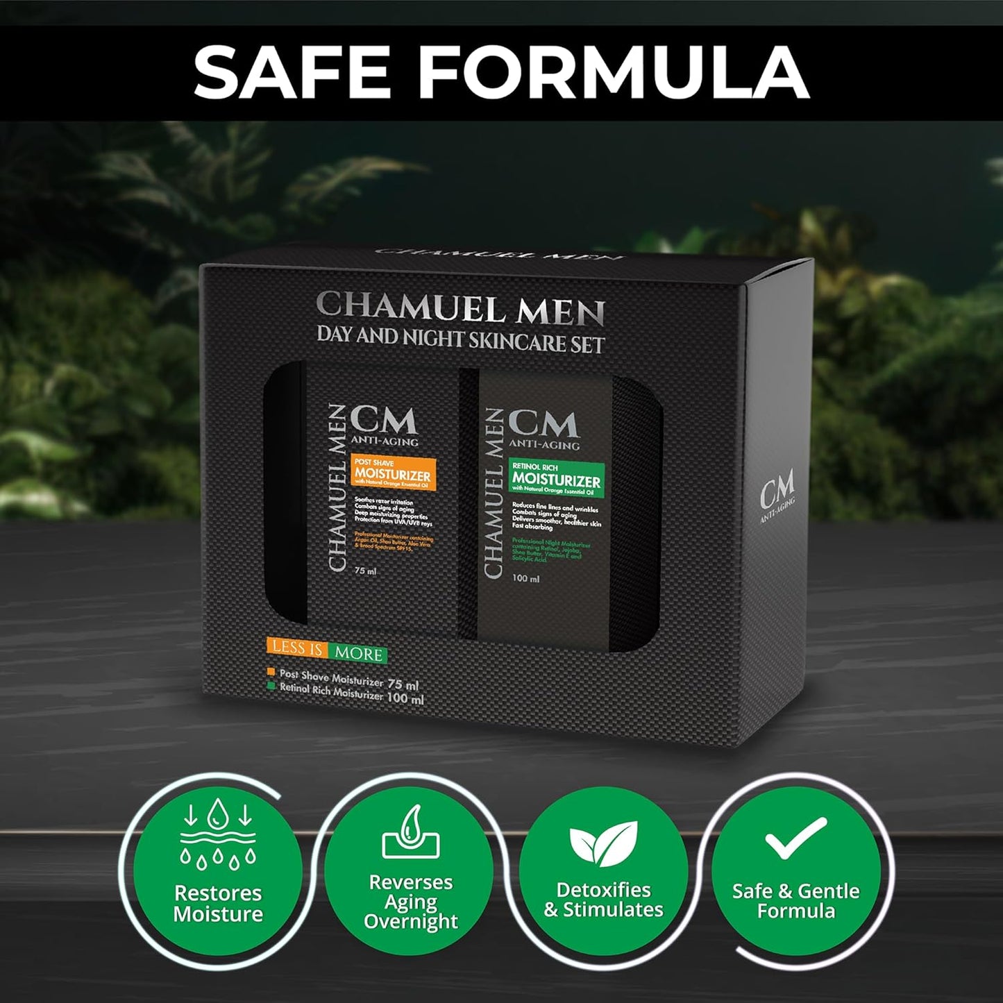 Day, Night Skincare Set for Men, Includes Anti-aging Post Shave Moisturizer + Night Moisturizer includes Retinol, The Essential Kit for Day, Night Skincare, Organic Key Ingredients