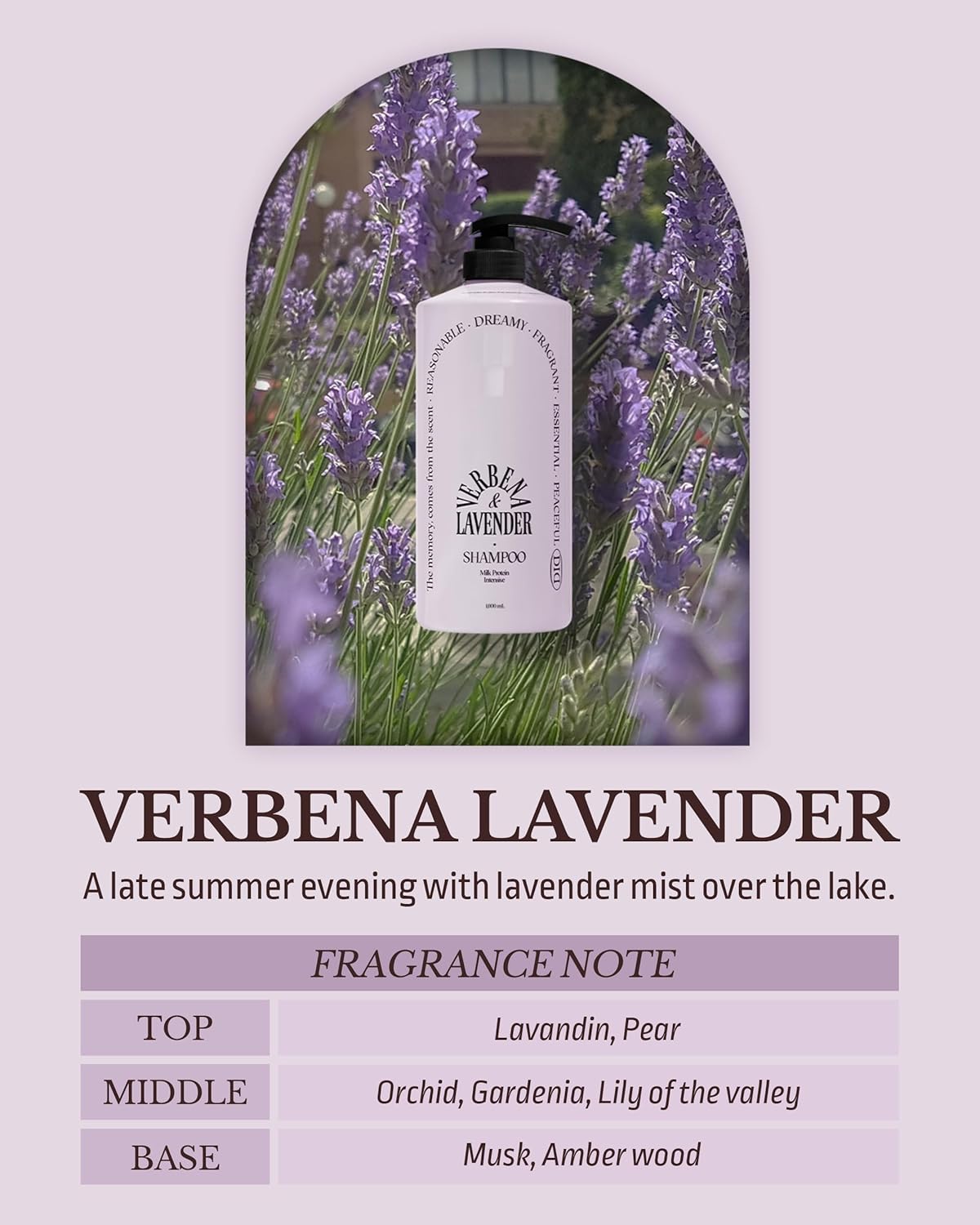 Milk Protein Intensive Shampoo - Korean Volumizing and Hair Loss Relief Perfume Shampoo for Damaged Hair - Subtle Verbena Lavender Scent - pH5.5 Scalp Purifying, 16.9 fl.oz.