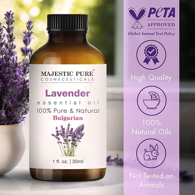 MAJESTIC PURE Lavender Essential Oil | 100% Pure and Natural | Premium Grade Essential Oils for Hair Care, Home Diffusers, Skin, Aromatherapy, Massage and Humidifiers | 1 Fl Oz