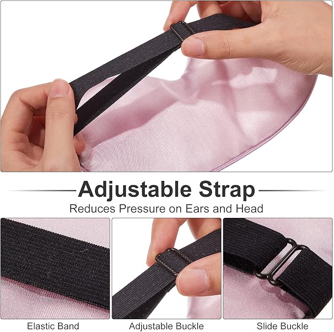 2 Pieces Silk Heated Eye Mask for Dry Eyes USB Steam Warm Compress for Puffy Eyes Adjustable Temp Sleep Eye Mask for Dry Eye, Chalazion, Blepharitis, Stye (Black, Pink)