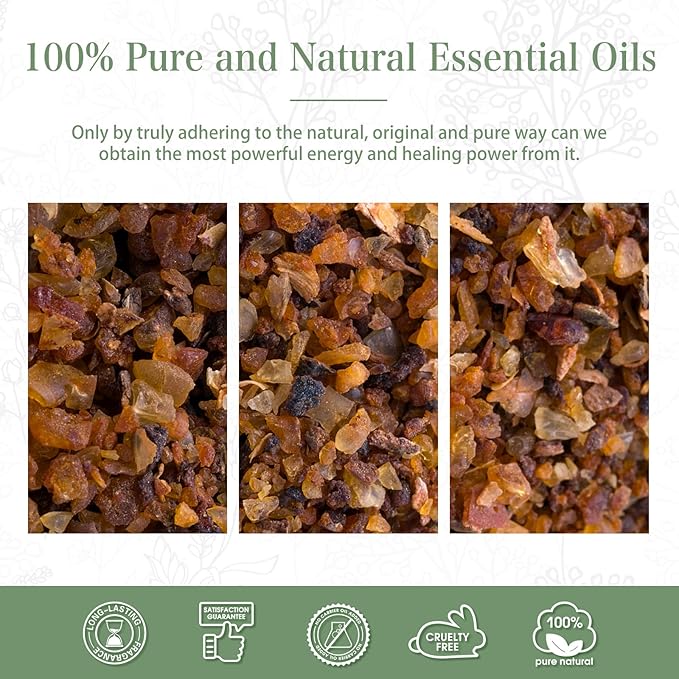 Myrrh Essential Oil, 1.01Fl.Oz (30ML) PHATOIL Pure Essential Oil Singles for Aromatherapy Diffusers, Humidifiers, Great for DIY Candle and Soap Making, Gift for Friend