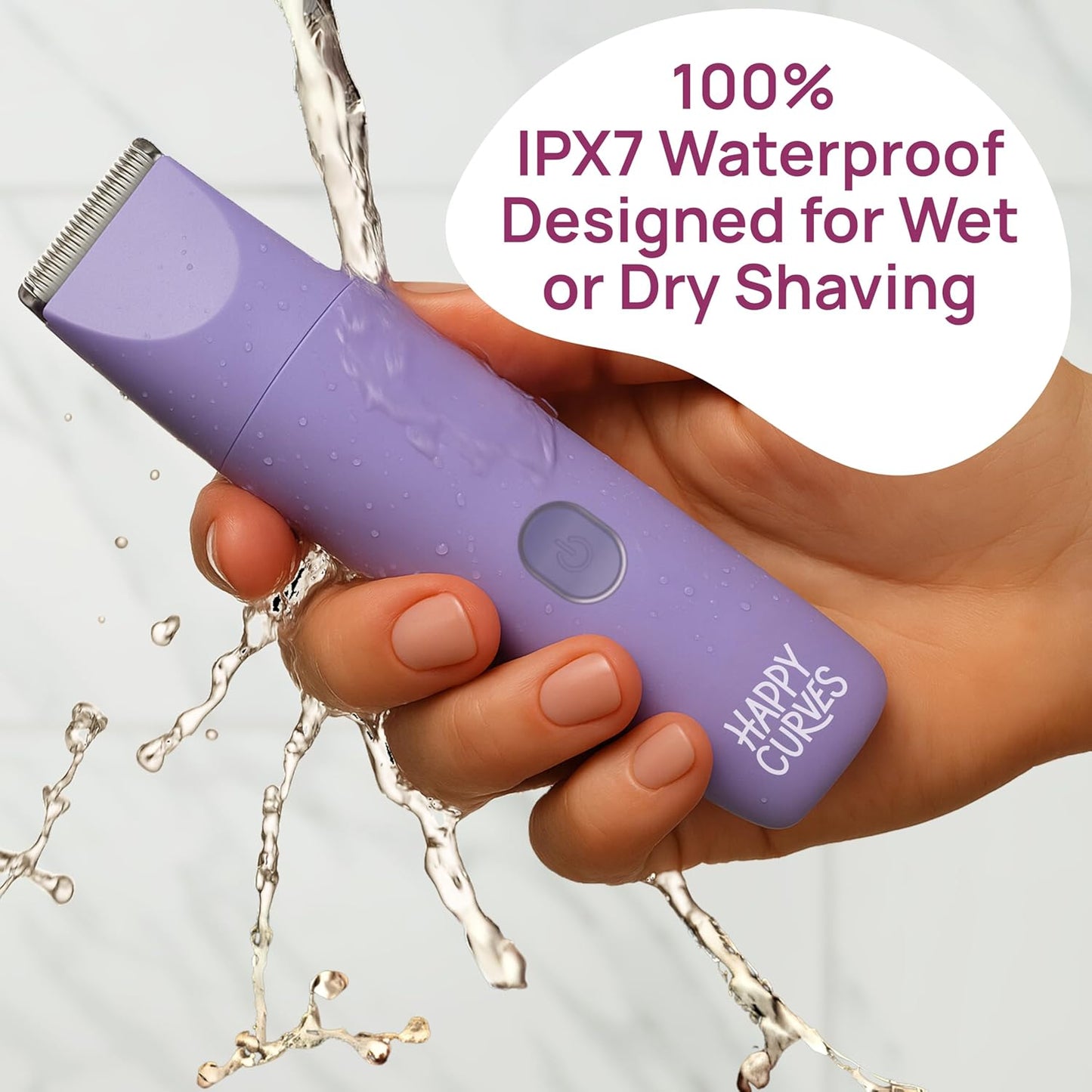 HAPPY CURVES Smoothie 2.0 Bikini Trimmer - Electric Razor for Women, Waterproof Hair Groomer with Adjustable Guards, Personal Shaver for Pubic Hair, Ladies Intimate Shaver and Body Trimmer (Guava)