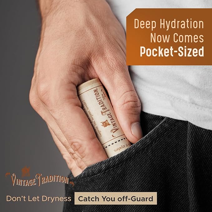 Vintage Tradition Moisturizing Beef Tallow Lip Balm – Unscented Tube Lip Moisturizer for Sensitive Skin Hydrates & Soothes Dry Lips – Grass-Fed Tallow Balm for Skin Care, 0.5 Fl. Oz.