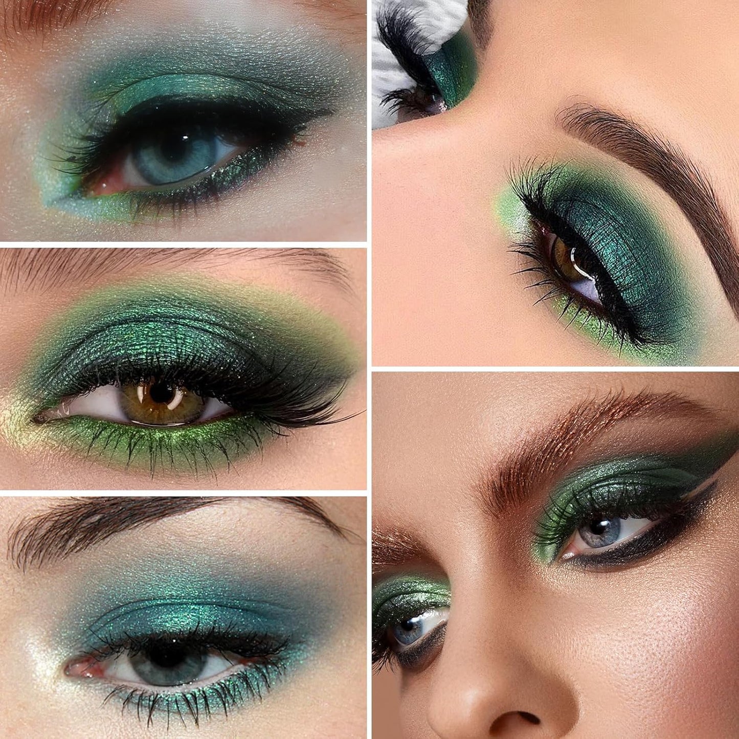 Erinde Matte Shimmer Light Deep Green Eye Shadow Palette Makeup Eyeshadow, Long Lasting Waterproof Cruelty-Free, 9 Blendable Shades Smooth Finishes Powder with Gorgeous Pearls for Girls