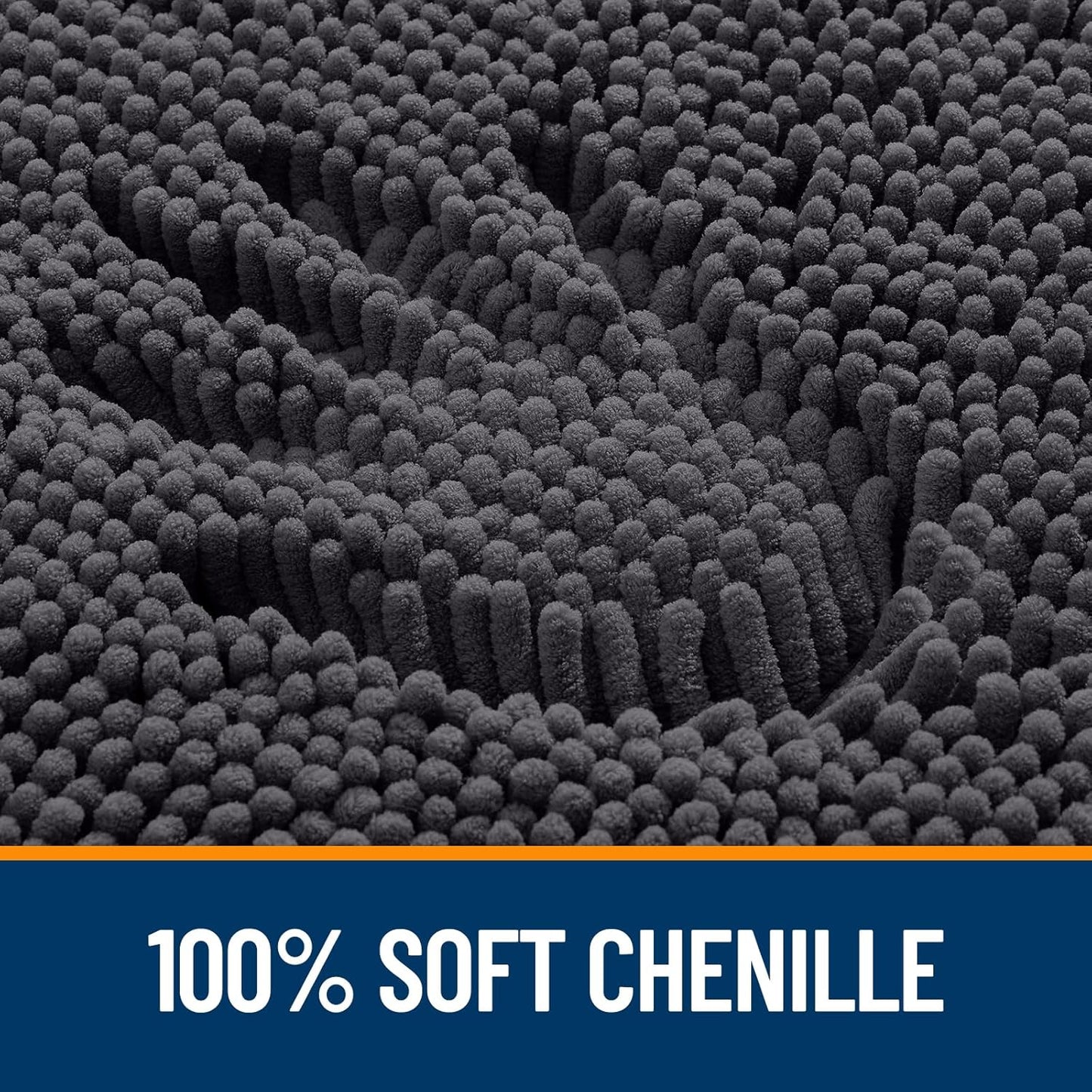 OLANLY Bathroom Rugs 59x20, Extra Soft Absorbent Chenille Bath Rugs, Rubber Backing Quick Dry, Machine Washable Bath Mats for Bathroom Floor, Tub and Shower, Home Decor Accessories, Dark Grey