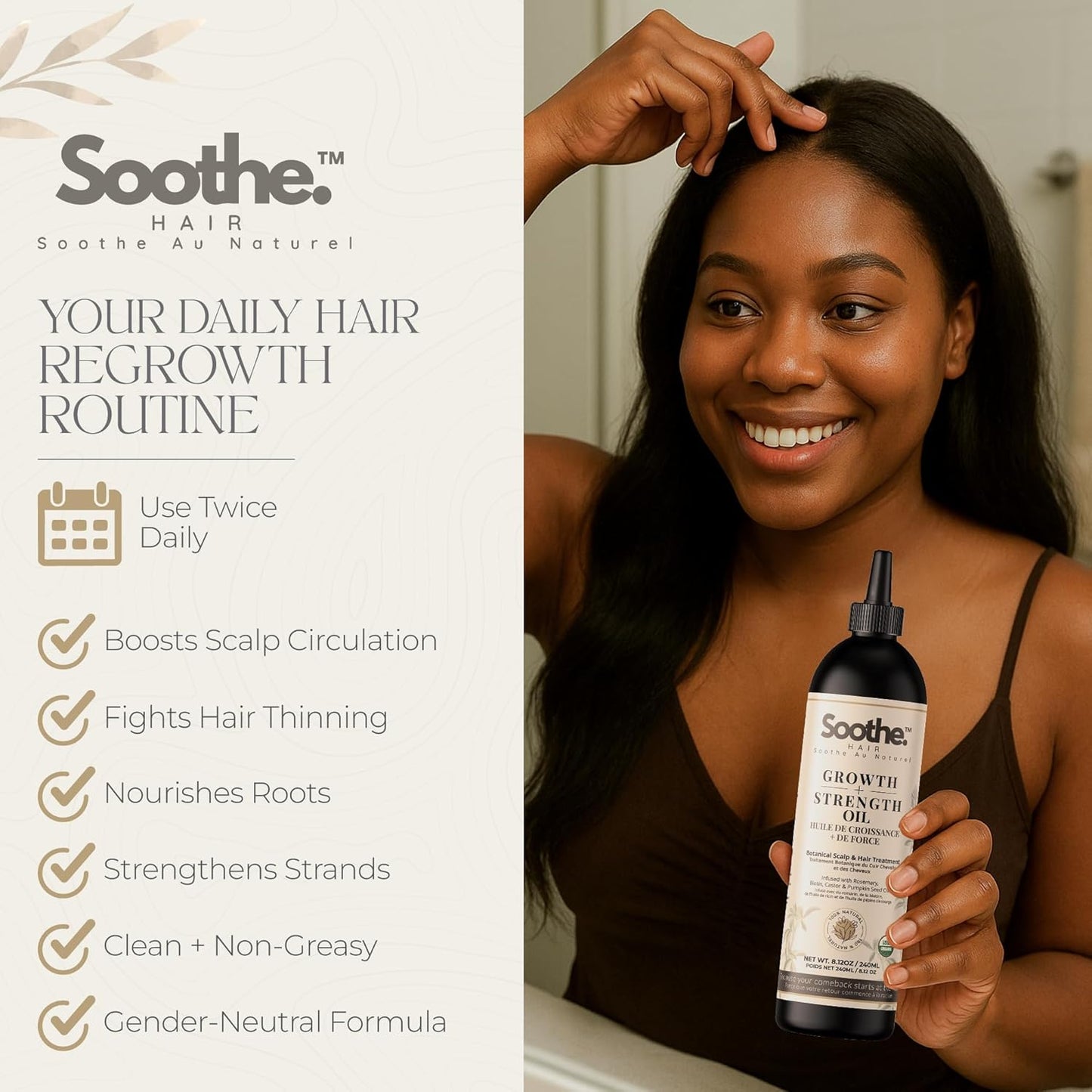 Hair Growth Oil – Infused with Rosemary, Castor Oil, Biotin, Pumpkin Seed – DHT Blocker – Non-Greasy Hair Loss & Thinning Support for Men & Women – Scalp Serum for Dry Scalps 240ml