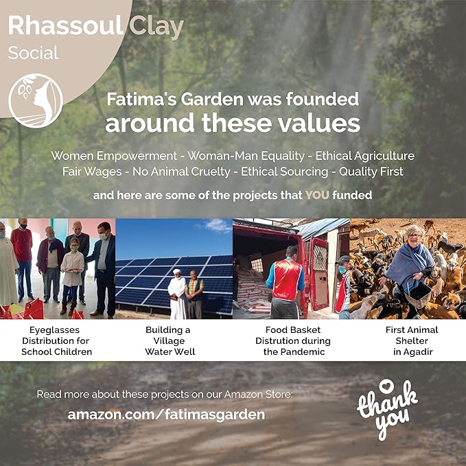 Fatima's Garden Rhassoul Clay - Natural Detox Clay for Skin & Hair, 150g