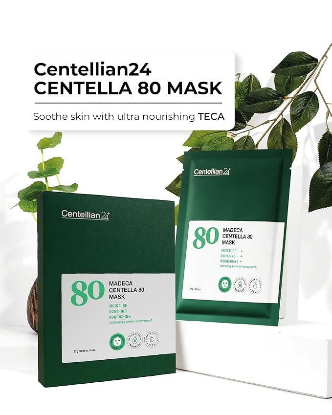 CENTELLIAN 24 Madeca Mask (Extra Moisturizing, 4pc) - Face Sheet Mask, Ultra Hydrating & Soothing for Dry, Sensitive Skin. Korean Skin Care by Dongkook. Centella Asiatica, TECA, EGF