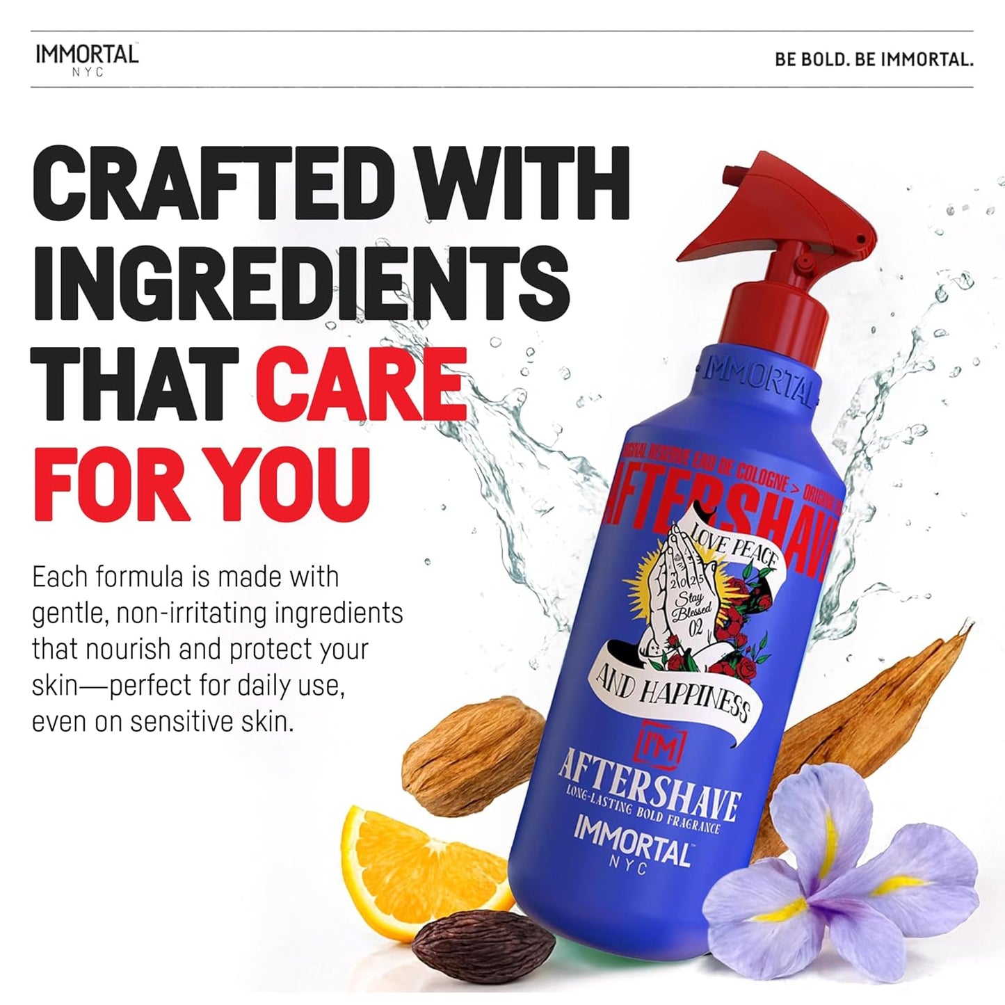 Immortal NYC Stay Blessed 02, After Shave Spray Body/Face Men's Cologne, 17 oz, Exclusive Barbers, Softens Skin, Refreshes, Disinfects and Relieves Face and Skin, Moisturizing Formula After Shaving