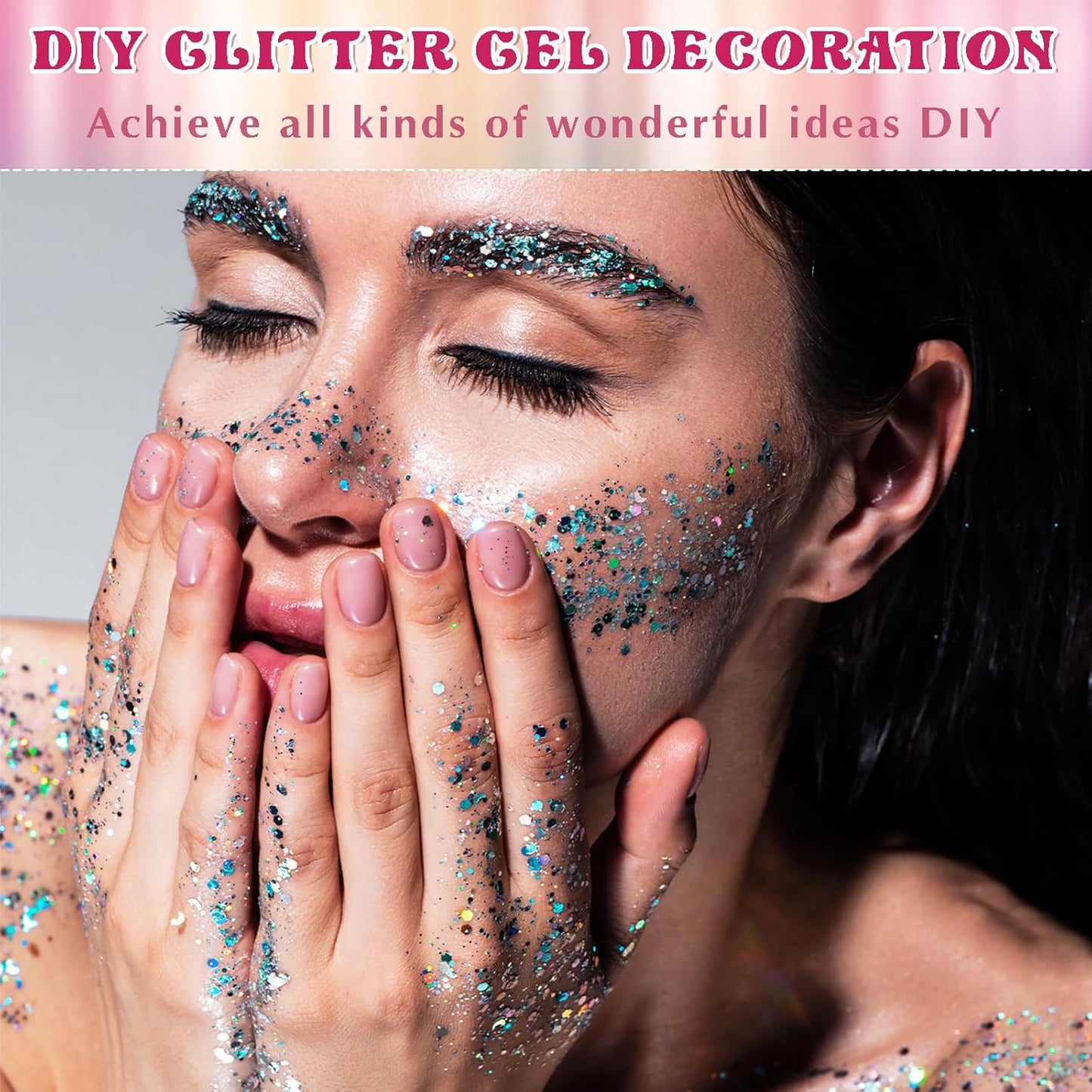 12 Colors Body Glitter Gel and Face Glitter Gel Makeup for Eyeshadow and Nails, Hair and Raves Festivals, Makeup for Women and Kids