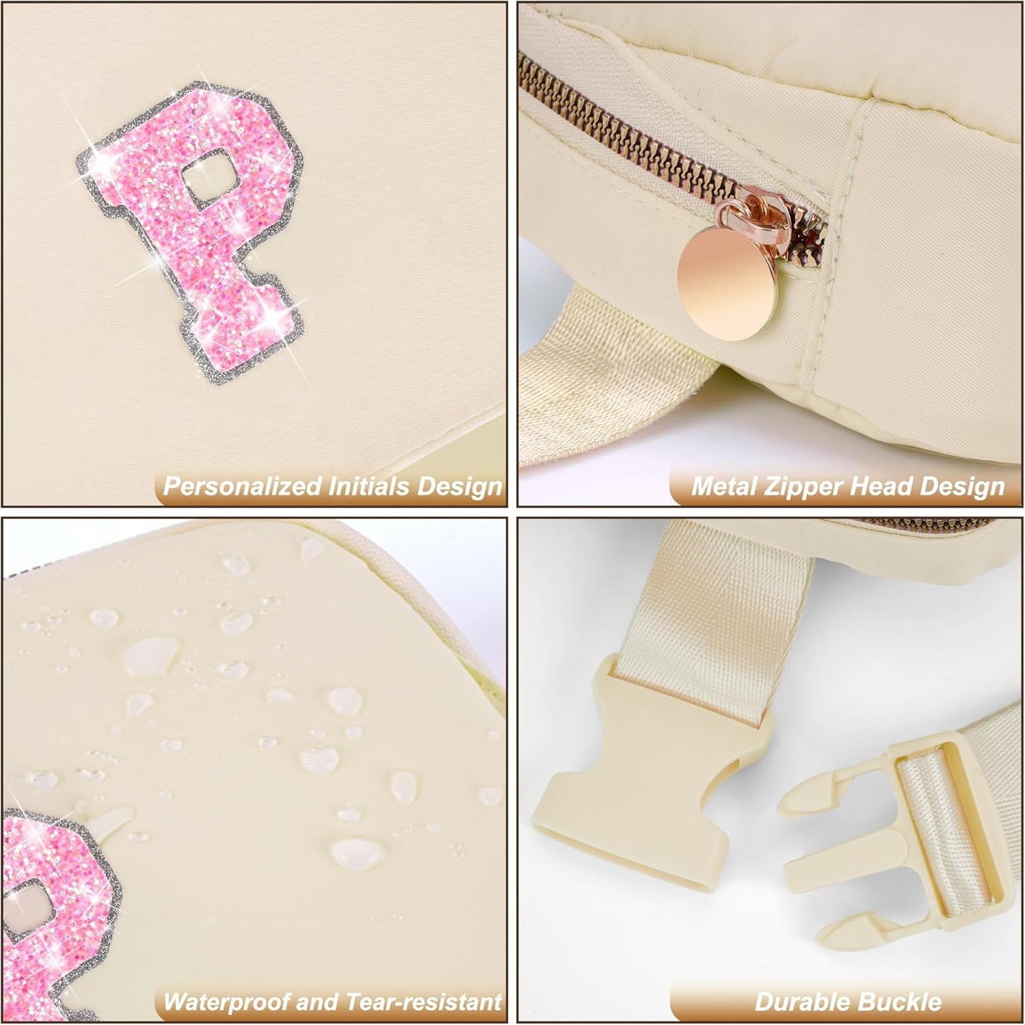 Fanny Pack Belt Bag Crossbody Bags with Initials Letter Patch Trendy Stuff for Teens Cute Stuff Birthday Gifts for Teenager Girls | Khaki,Initial P