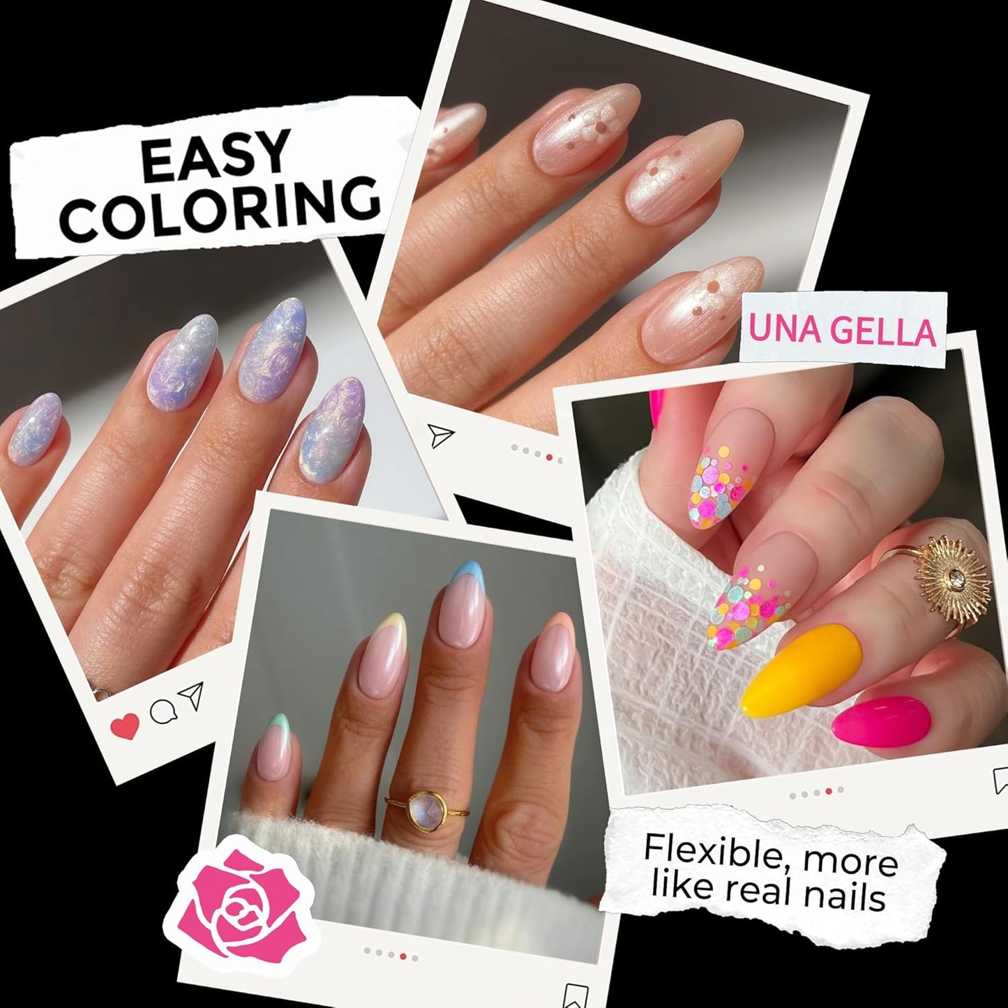 UNA GELLA Almond Nail Tips, 216pcs Pointed Almond Gel Nail Tips Pre-shape Half Matte Full Cover Clear Acrylic Soft Gel Fake Nails for Nail Extension Nail Art 12 Sizes