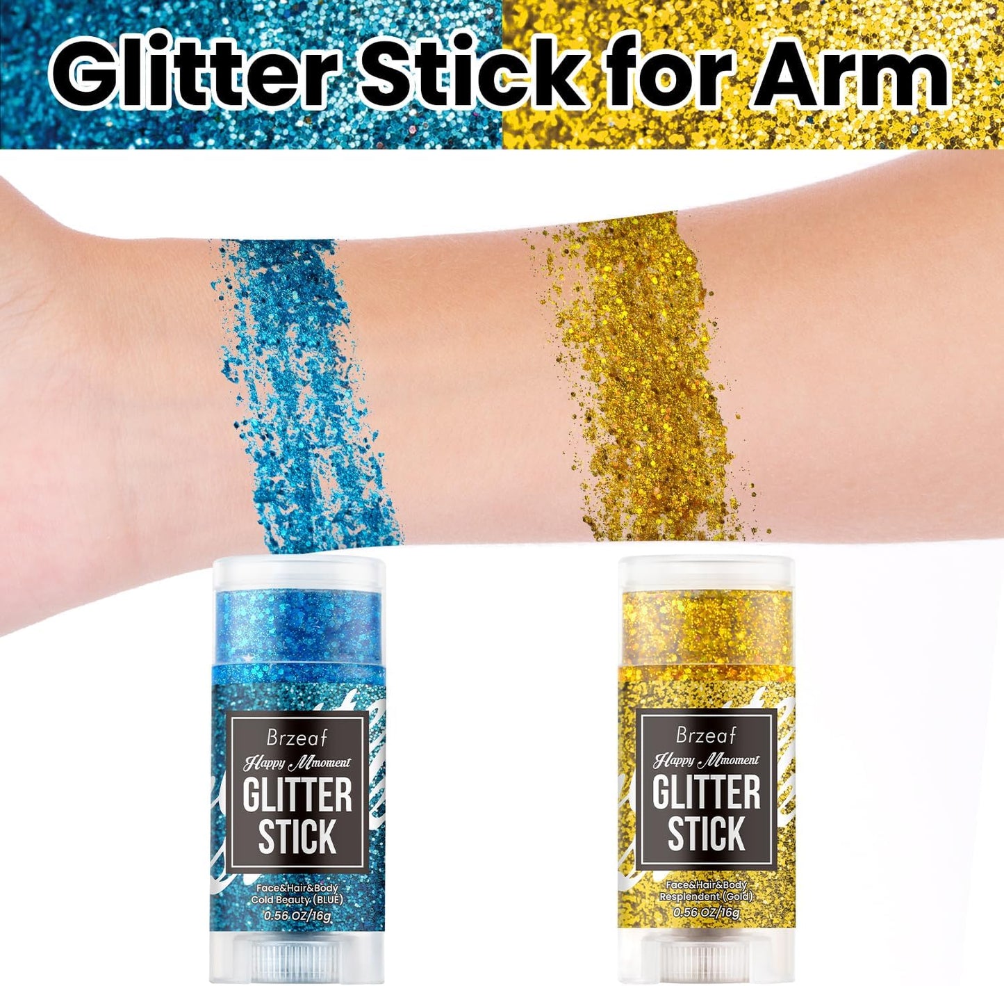 Brzeaf Waterproof Blue Glitter Stick, Halloween Festival Rave Accessories, Safe Ingredients & Long Lasting, Hair Eyeshadow Face Glitter Stick, Singer Concert Music Rave Festival, Glitter Makeup