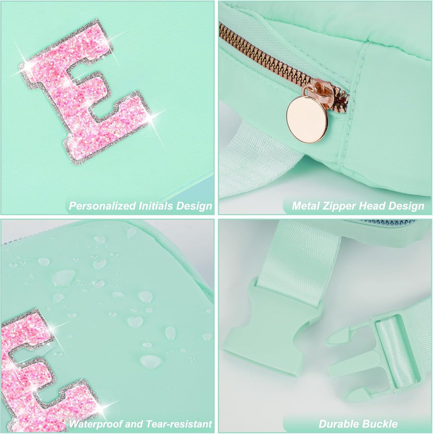 Fanny Pack Belt Bag Crossbody Bags with Initials Letter Patch Trendy Stuff for Teens Cute Stuff Birthday Gifts for Teenager Girls | Light Green,Initial E