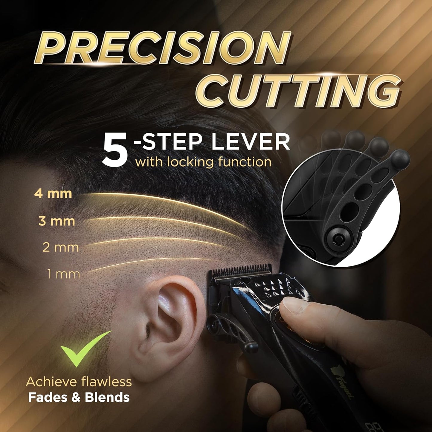 Fagaci Professional Hair Clippers for Men with DLC Blades and High Torque, Vector Motor 12000 RPM Professional Barber Clippers Cordless, Mens Hair Clipper Cordless Set