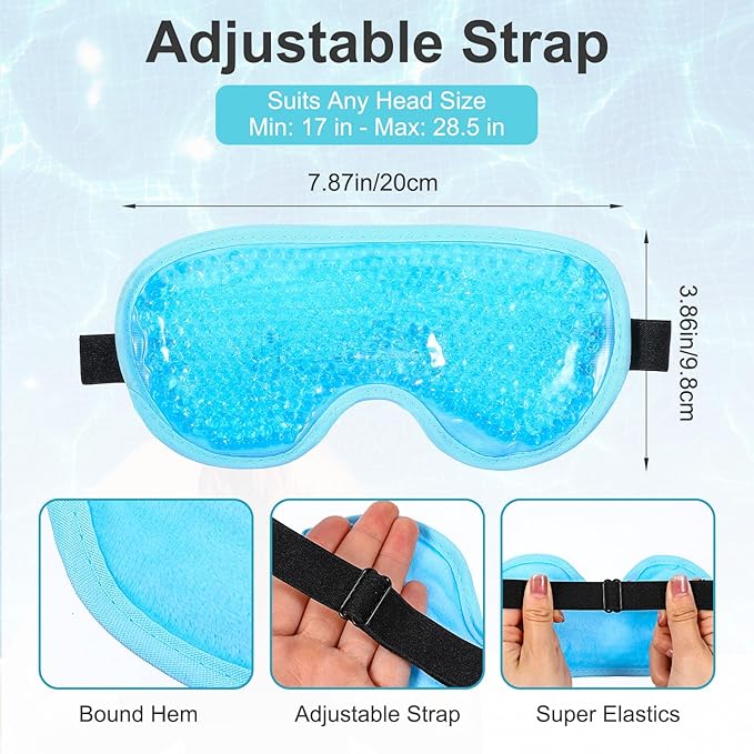 2 Pcs Gel Eye Mask Cooling Ice Eye Puffy Masks Reusable Hot Cold Compress Eyes Mask for Men Women Dry Itchy Eyes Bags Puffiness Dark Circles Headaches Sleeping Stress Relief Convenient Storage