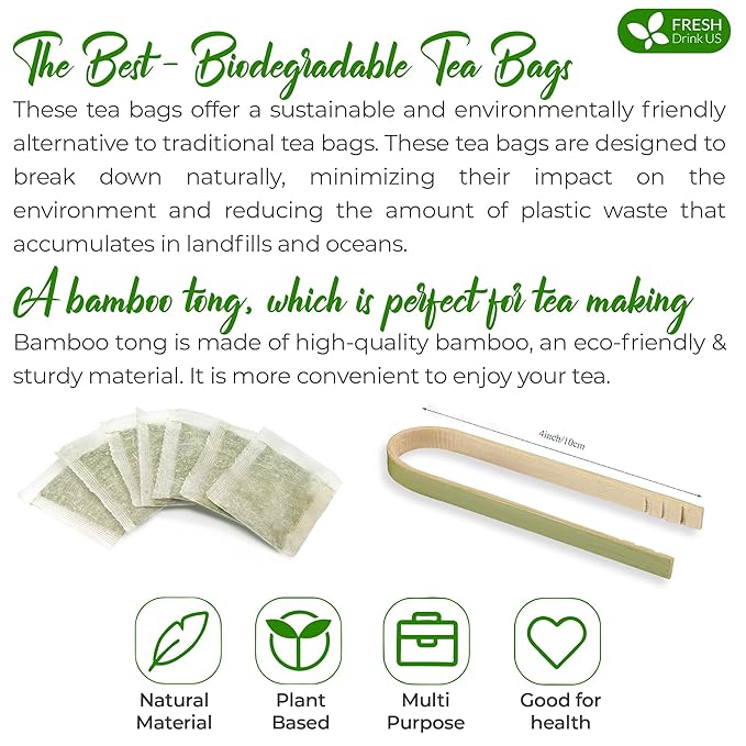 FreshDrinkUS, Premium 120 Spearmint Tea Bags, 100% Natural & Pure from Spearmint Leaves. Loose Leaf Spearmint Herbal Tea. Made with Natural Material Tea Bags. No Sugar, No Caffeine, No Gluten, Vegan.