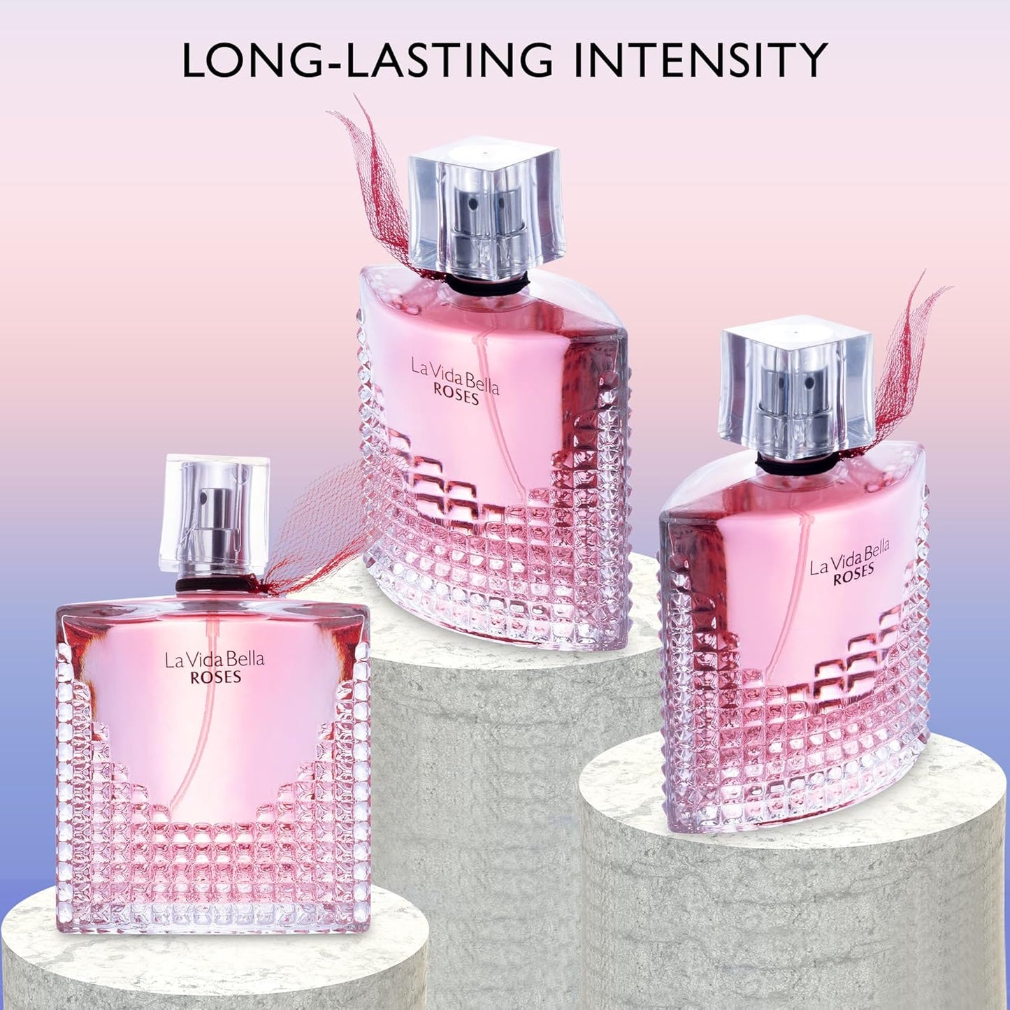 La Vida Bella Roses for Women Eau De Parfum - Floral Amber Fragrance that Combines Top Notes of Raspberry, Pink Pepper & Bergamot - Sugary Rush & Citrusy - Spicy & Rich Aromatic Scent 100ml Bottle