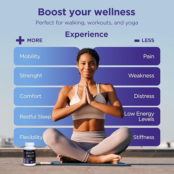 Mobility Magnesium + Collagen, Magnesium Citrate with Hyaluronic Acid & Vitamin C for Bone & Muscle Support, 60 Capsules