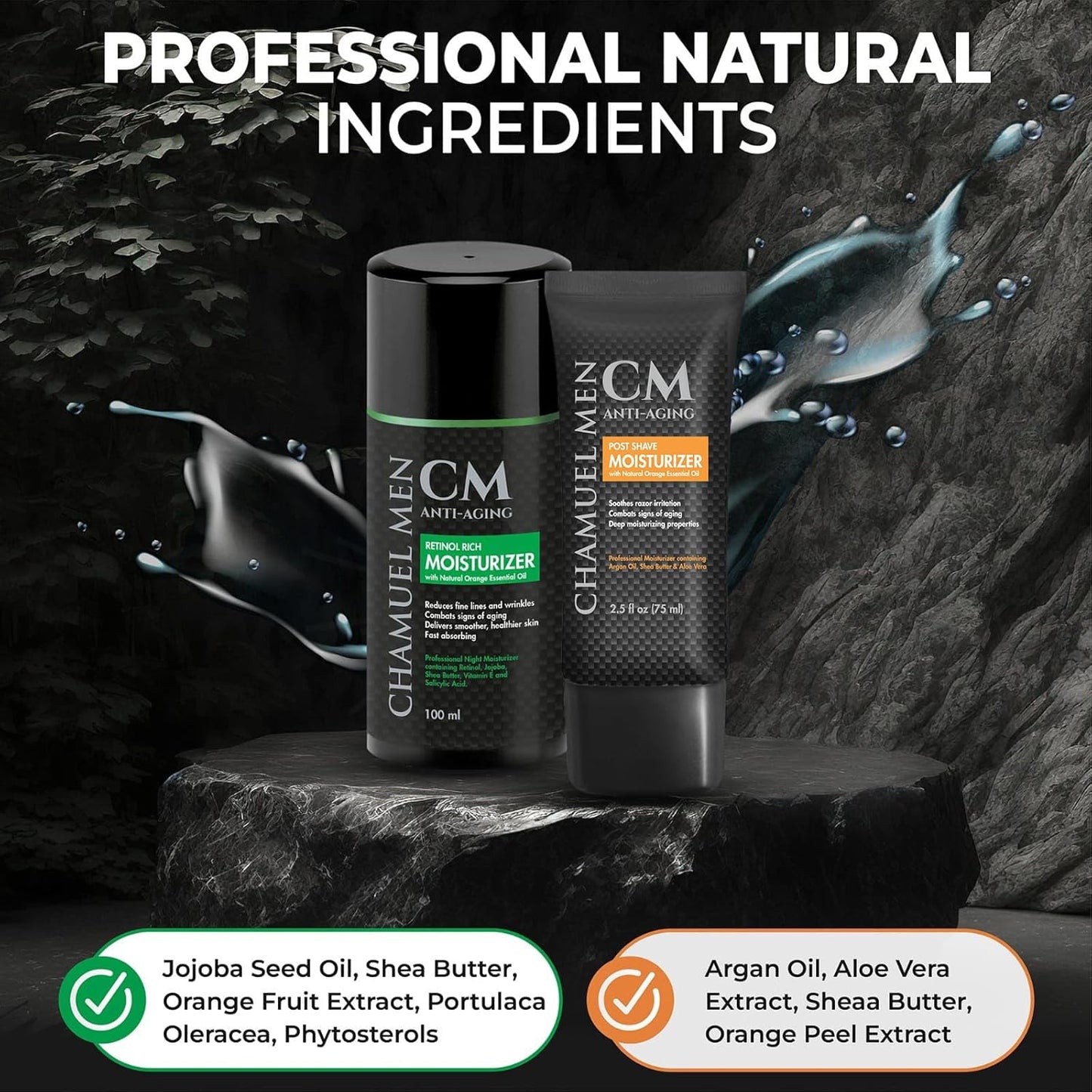 Day, Night Skincare Set for Men, Includes Anti-aging Post Shave Moisturizer + Night Moisturizer includes Retinol, The Essential Kit for Day, Night Skincare, Organic Key Ingredients