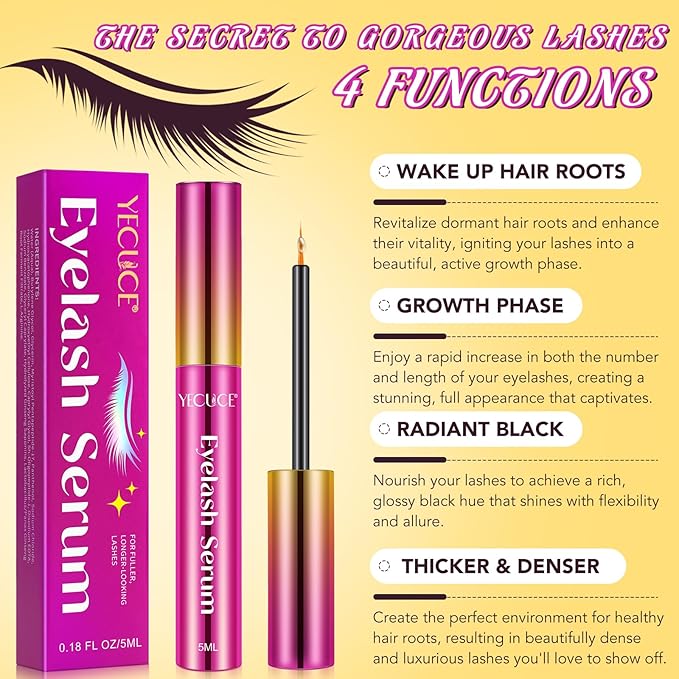 Eyelash Growth Serum - 2 Packs Eyelash Serum to Grow Lashes, Lash Serum for Eyelash Growth to Boost Thicker, Fuller, and Longer Lashes, Eye Lash Serum Growth for Women