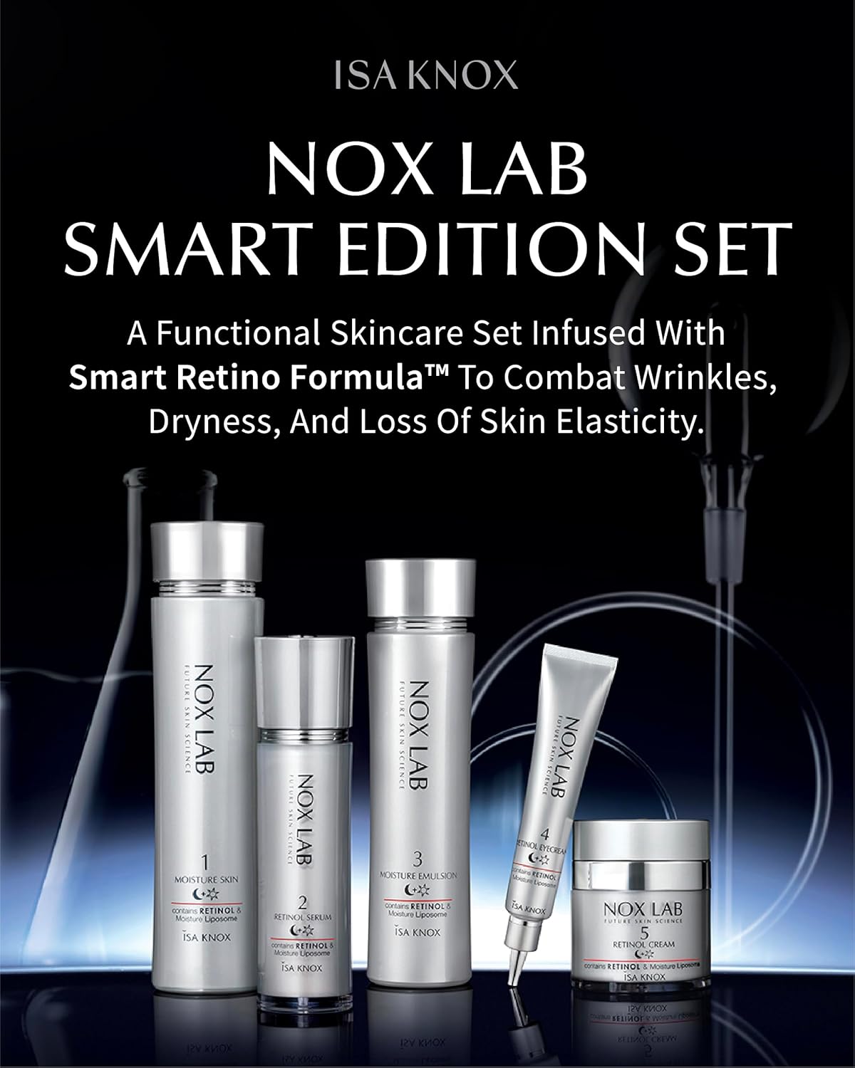 ISA KNOX Nox Lab Smart Edition Set (13.38 fl oz, Duo Set) - Korean Skincare, Anti-Aging, Hydrating & Firming Set for Wrinkle Care. with Smart Retino Formula, Retinol, Moisture Liposome