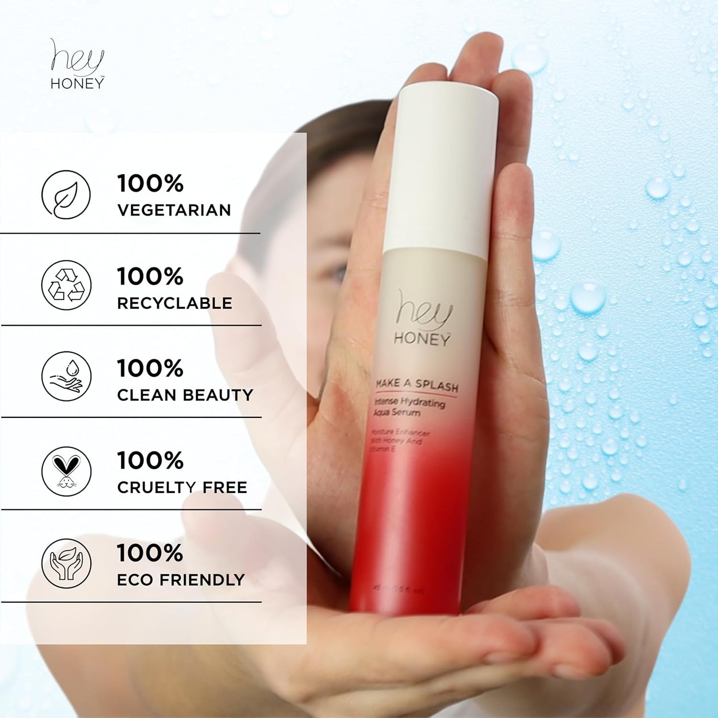 Hey Honey Skincare Make A Splash | Intense Hydrating Niacinamide Aqua Face Serum | Intense Hydration with Anti-aging Benefits | 1.5 Oz