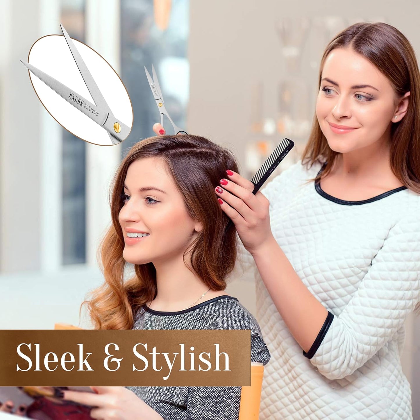 Facón Hair Cutting Scissors - Professional Hair Scissors 6.5 Inch Razor Edge Barber Shears Salon Hair Cutting Shears - Japanese Stainless Steel - Precision Cutting Premium Shears for Men, Women & Kids