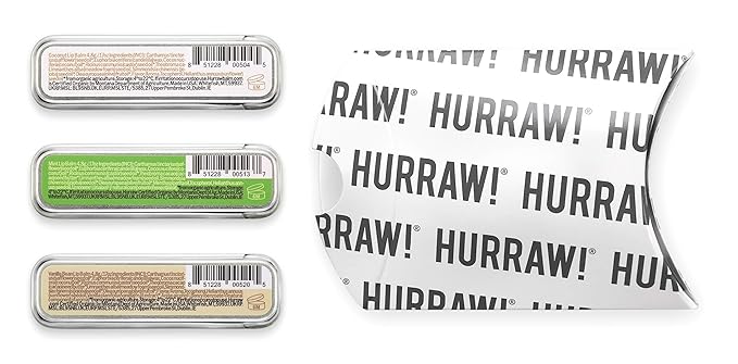 Hurraw! Coconut, Mint, Vanilla Lip Balm Slim Slider Tins, 3 Pack Bundle: Organic, Certified Vegan, Cruelty and Gluten Free. Non-GMO, All Natural Ingredients. Bee, Shea, Soy and Palm Free. Made in USA