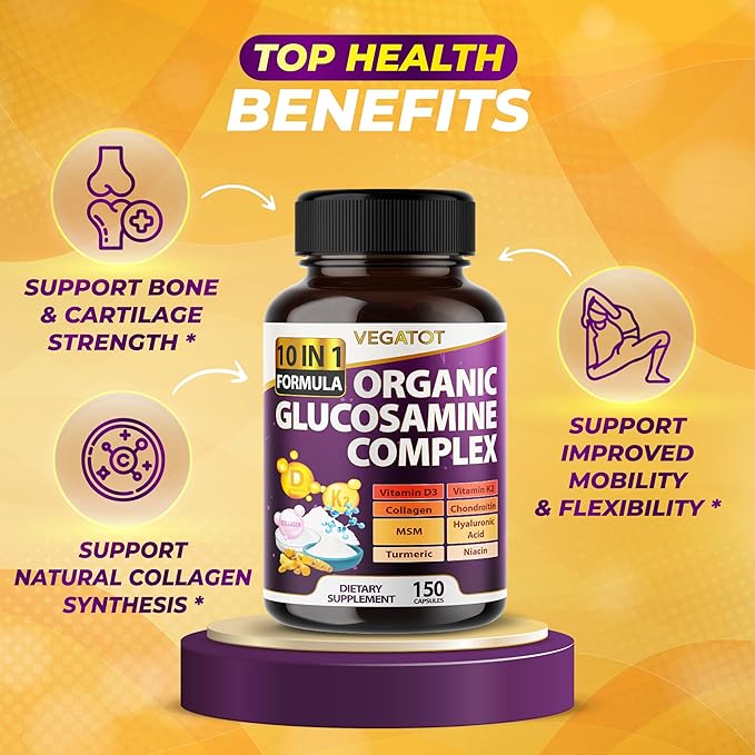 VEGATOT Organic Glucosamine Complex 17,000mg 10IN1 Formula (150 count 1))