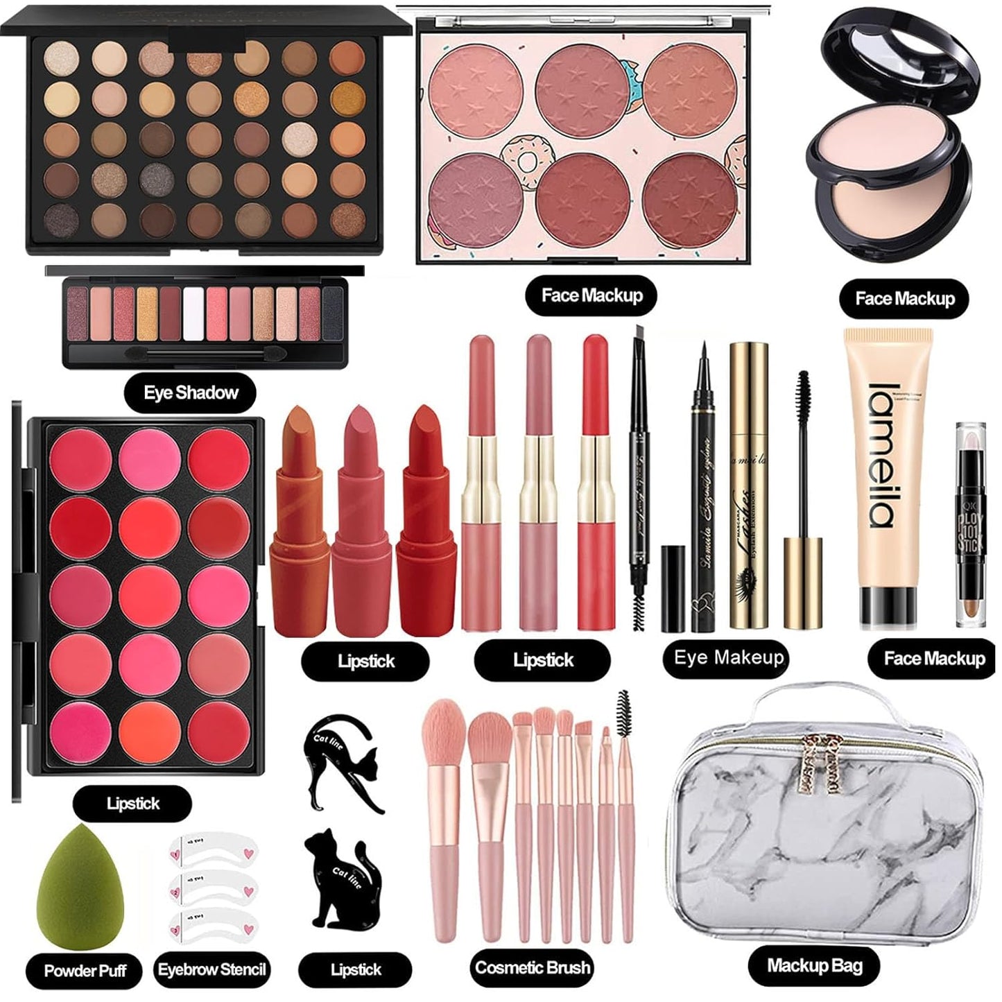 MISS ROSE M All In One Makeup Kit, Makeup Kit for Women Full Kit,Multipurpose Women's Cosmetics Set,Beginners and Professionals Alike,Easy to Carry(DLS-White)