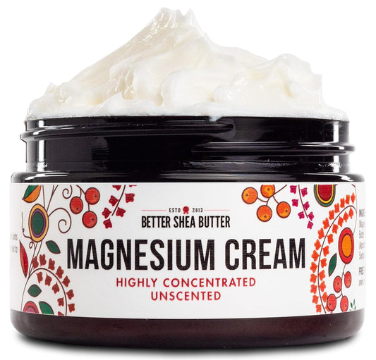 Better Shea Butter Magnesium Cream for Leg Cramps | Relieves Muscle Tension | Night Lotion Safe for Pregnancy, Kids and Babies | Organic and Natural Ingredients | Vegan, Made in USA | (Unscented)