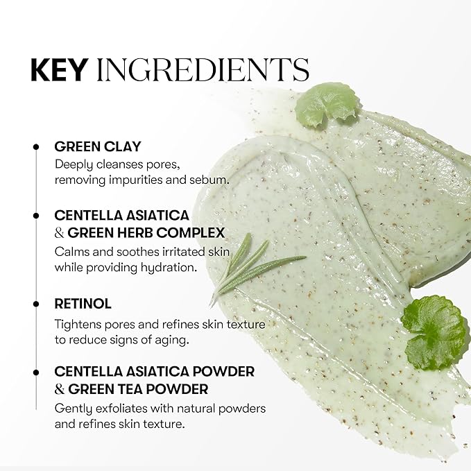 VT COSMETICS CICA Mask Cleanser, 2-in-1 Facial Wash, Non-Drying Clay Mask, Gentle Pore Care, Exfoliating, Hydrating, Centella Asiatica for Acne-Prone & Sensitive Skin, Korean Skincare (4.05 fl. oz)