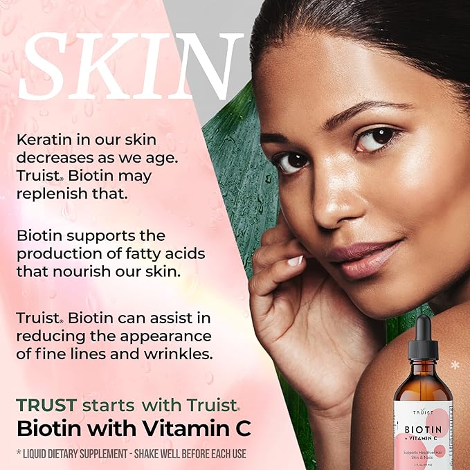 Pure Biotin Liquid Drops 10000mcg - Biotin (B7) Max. Strength for Hair, Skin & Nails - Vitamin C (8mg) - Women & Men - 60 Day Supply / 2.0 Fl. (60ml)