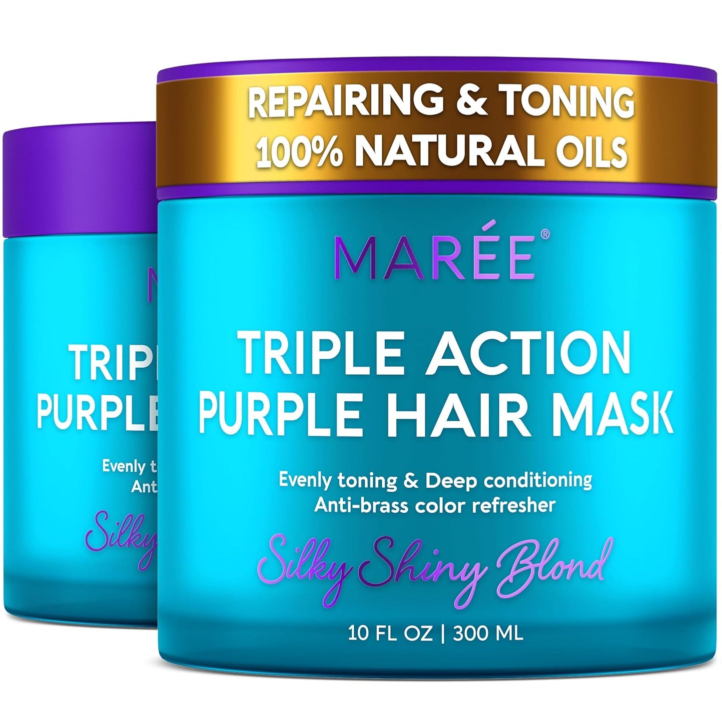 MAREE Deep Conditioning Purple Hair Mask for Blonde Hair 2 PACK – Purple Toner for Brassy, Bleached, Silver, or Color Treated Hair – Keratin Hair Treatment – Matizador Para Cabello Rubio