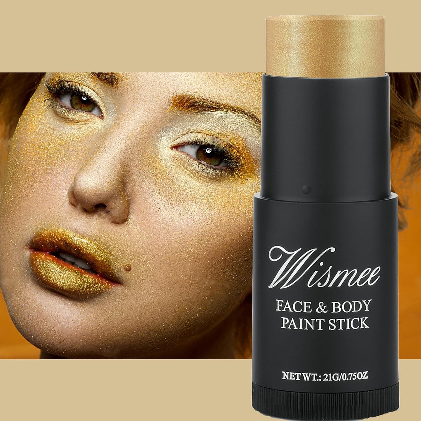 Gold Eye Black Stick,Cream-Blendable Body Paint Sticks (0.75Oz) Non-Toxic Oil Based Face Makeup Stick High Pigmented Full Body Paint for Halloween Special Effect Sfx Makeup