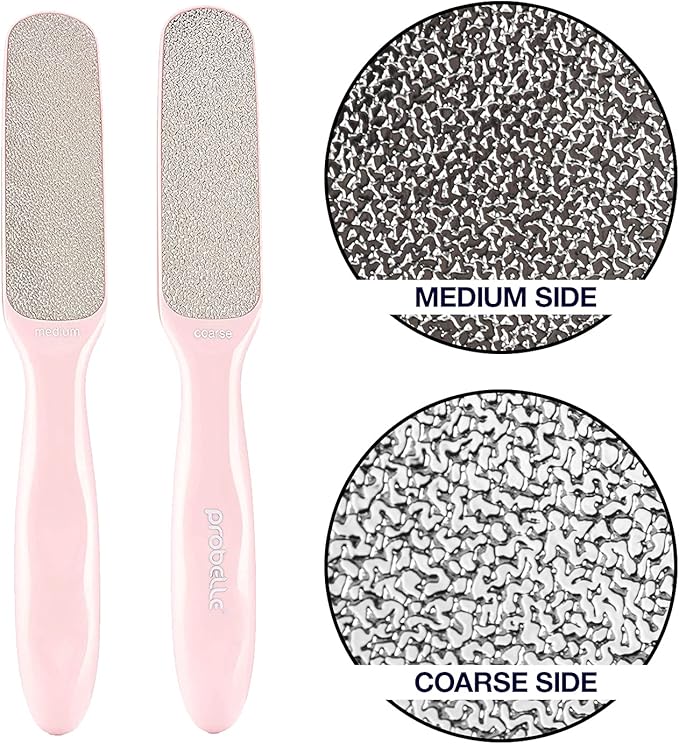 Probelle Double Sided Multidirectional Nickel Foot File Callus Remover - Immediately Reduces calluses and Corns to Powder for Instant Results, Safe Tool (Pink)