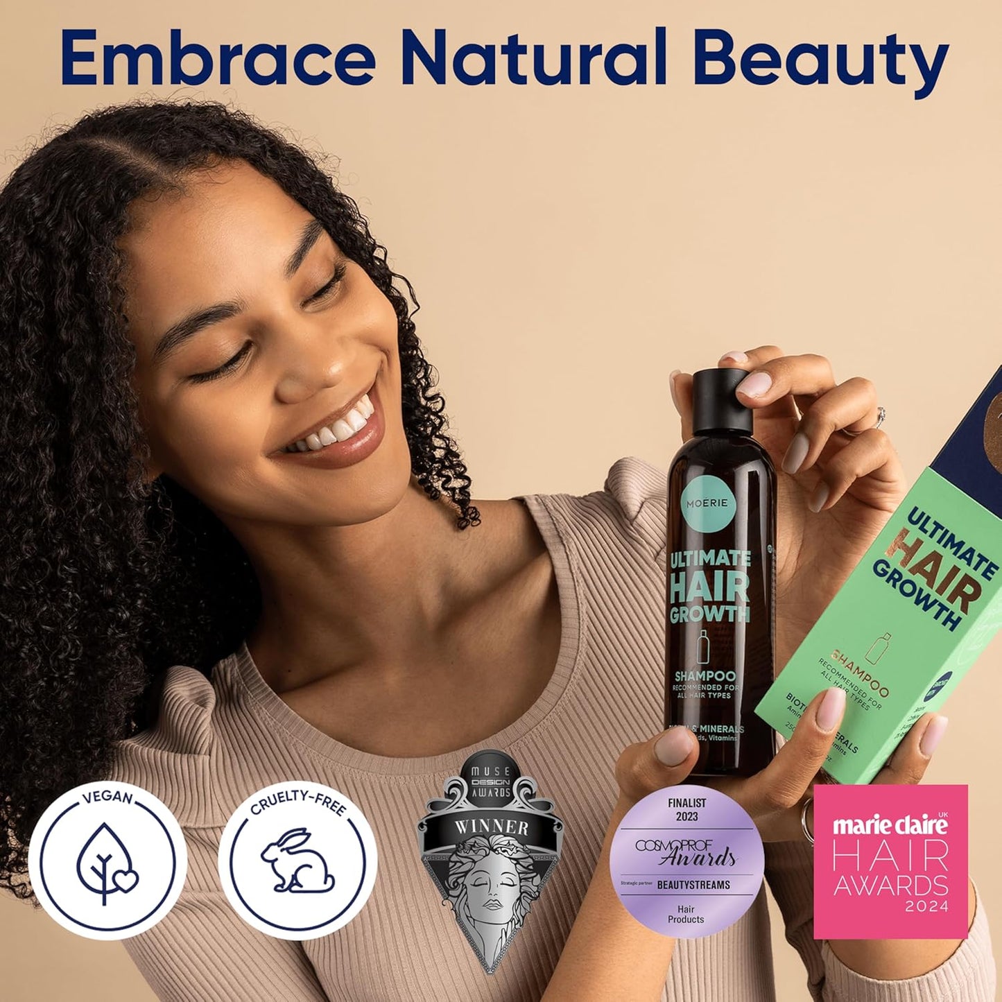 Moerie Ultimate Hair Growth Shampoo – For Longer, Thicker, Fuller Hair - Vegan Friendly Volumizing Hair Products – Paraben & Silicone Free – All Hair Types – Reverse Hair Loss – 8.45 fl oz (250ml)