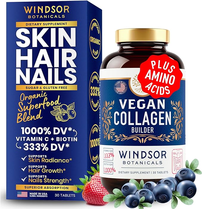 WINDSOR BOTANICALS Vegan Collagen Supplements and Dental Probiotics for Teeth and Gums Bundle