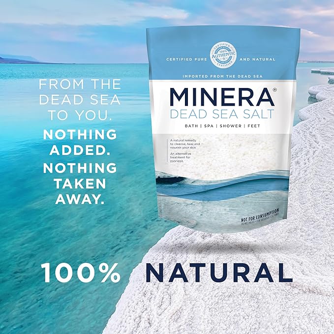 Minera Dead Sea Salt, 100% Pure & Natural, 19 lbs. Fine Grain (0-1.7 mm) Bulk Bag, Easily Dissolving Dead Sea Salts for Soaking & Bathing, Skin Nourishing Fine Sea Salt, Unscented
