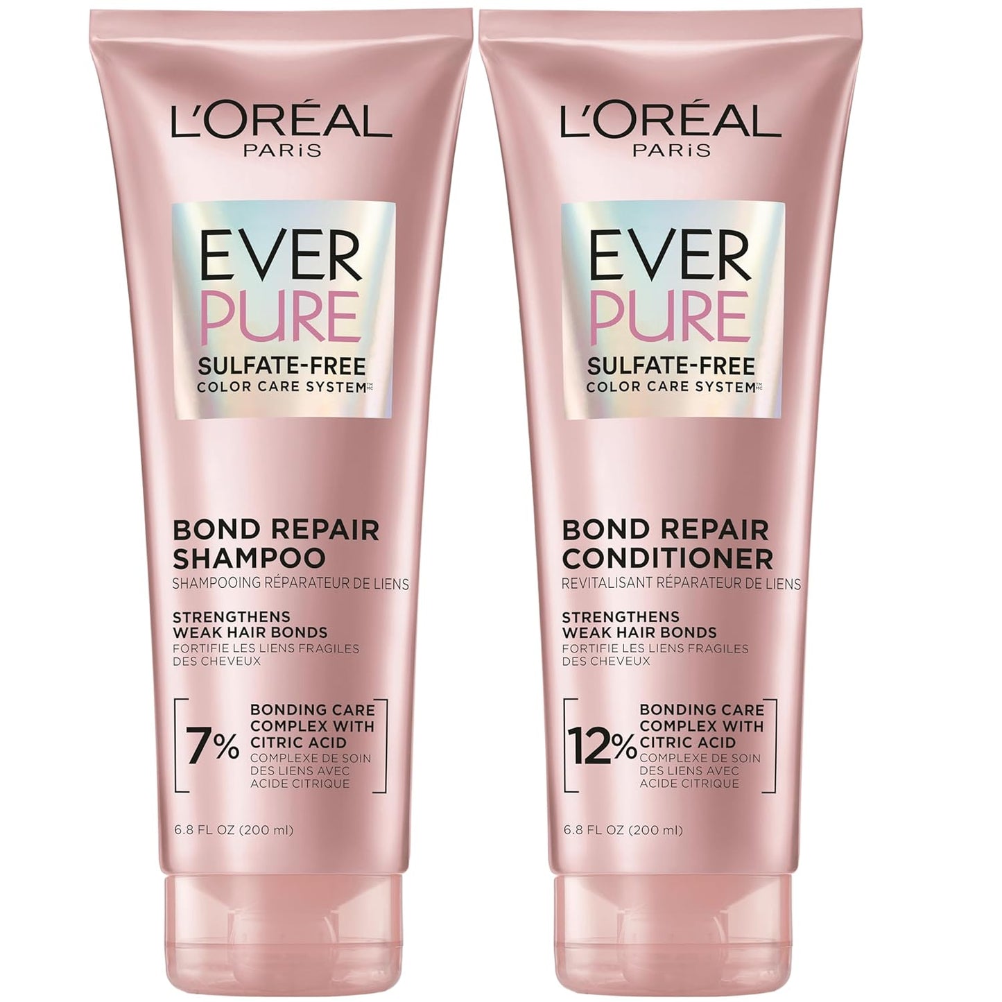 L'Oreal Paris EverPure Sulfate-Free Vegan Hair Care Kit - Shampoo and Conditioner to Strengthen and Repair Hair Bonds (Packaging May Vary)