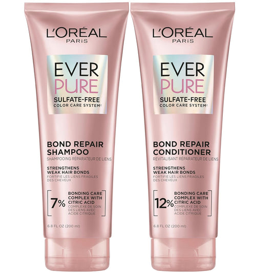 L'Oreal Paris EverPure Sulfate-Free Vegan Hair Care Kit - Shampoo and Conditioner to Strengthen and Repair Hair Bonds (Packaging May Vary)