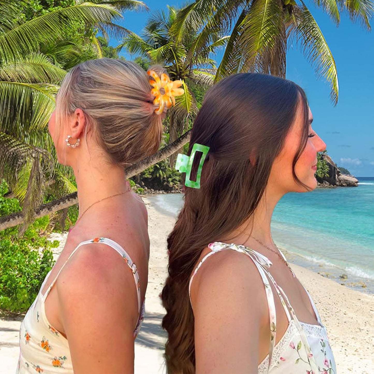 Hair Clips for Women,6PCS Big Flower Claw Clips for Thick Thin Hair,Strong Hold Cute Hair Accessories for Girls,Nonslip Beach Vacation Essentials Summer Accessories (polychromatic)